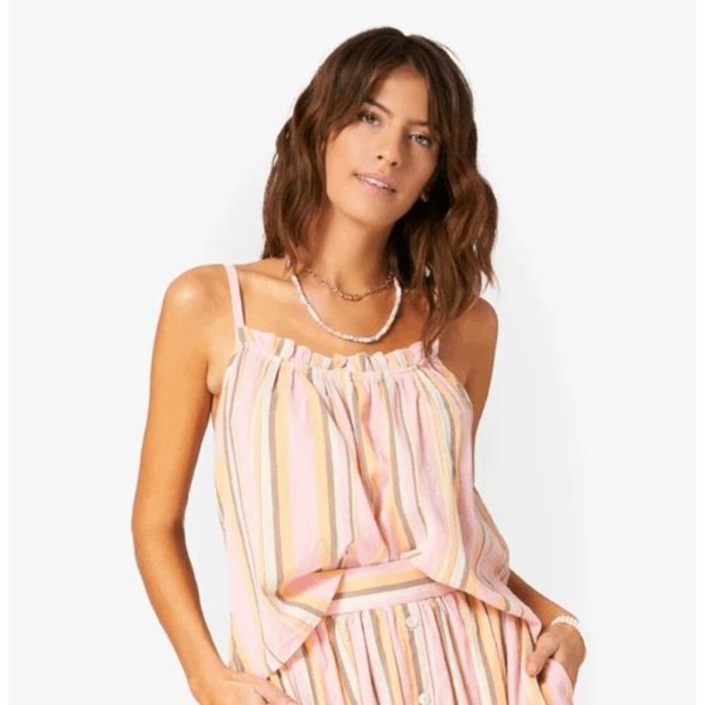 NEW! Xirena Carah‎ Top in Villa Pink Brown Cream Stripe Cotton Tank Size XS